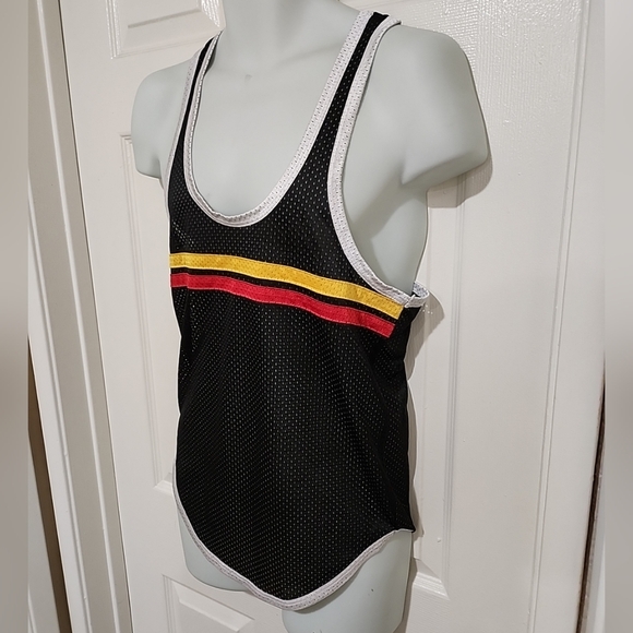 Pistol Pete Black Mesh Stripe Tank Top Size Small - Picture 3 of 7